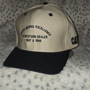 Vintage Rust Caterpillar Beige and Black Embroidered Cap